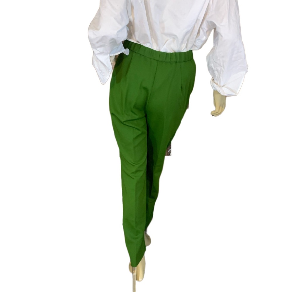 VINTAGE CIRCA 1970'S ALEX COLMAN GREEN FLARE LEG ELASTIC WAIST PANTS (M) - Picture 4 of 11